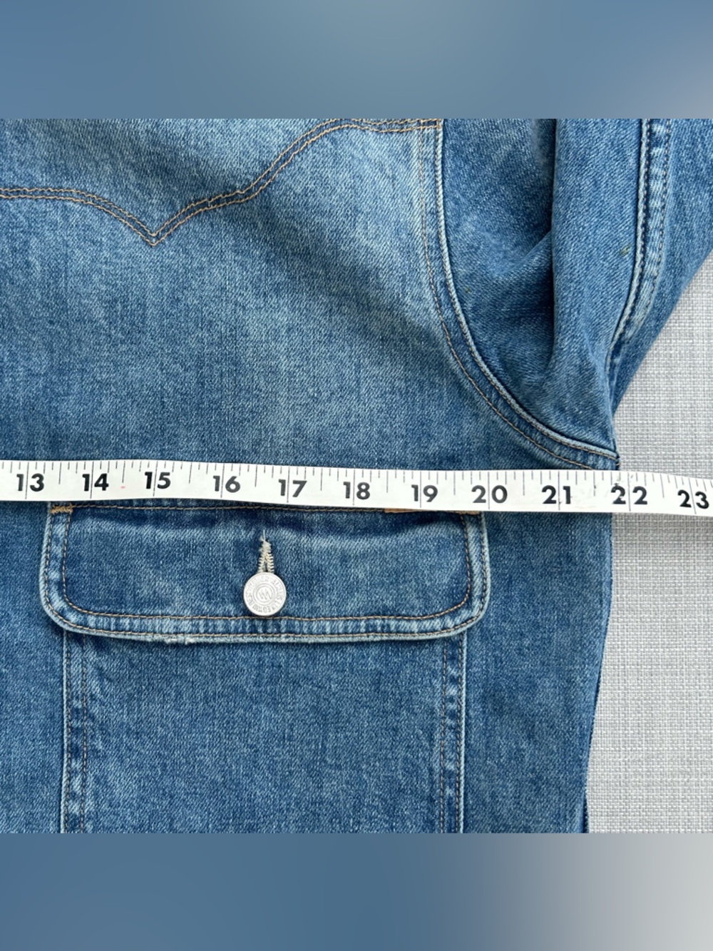 MOTHER Rootin Tootin Denim Jacket in Horsin Around Trucker Jean Jacket Large - Picture 14 of 16